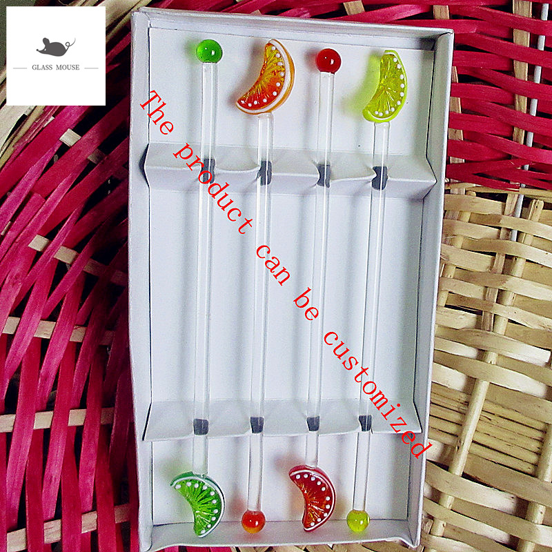 Muddler Cocktail Bar - 4pcs กาแฟ Muddler Tangerine ชิ้นหัวแก้วกวน Sticks