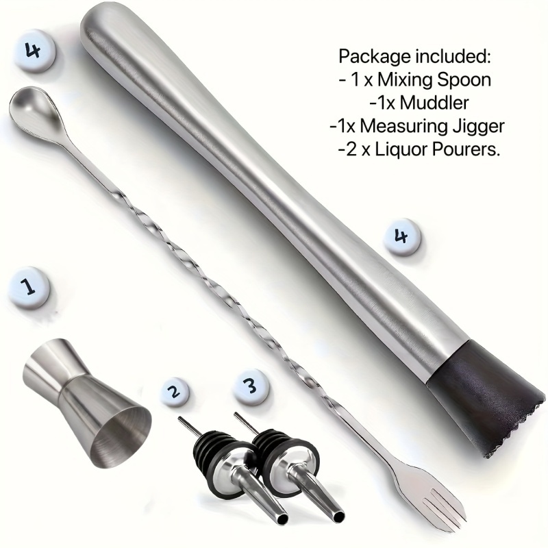 【สแตนเลสและมืออาชีพ】ชุดผสมค็อก - Muddler Cocktail Bar บทวิจารณ์และราคา