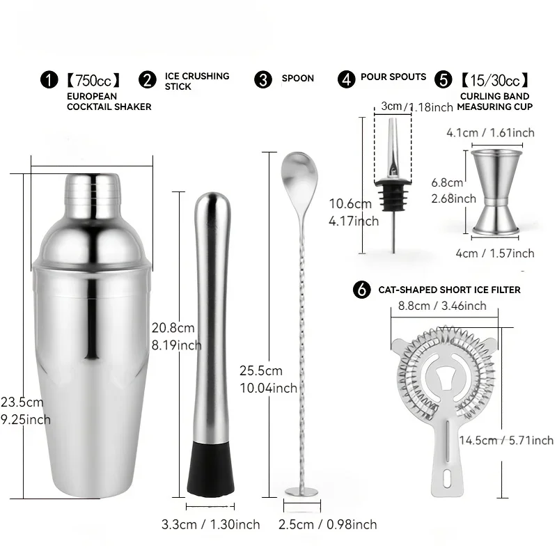 ชุดเชคเกอร์ค็อกเทลสแตนเลสพร้อม - Muddler Cocktail Bar บทวิจารณ์และราคา